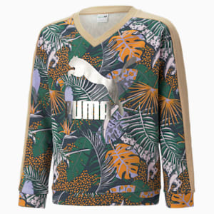 T7 Vacay Queen All Over Print Girls Relaxed Fit Sweatshirt, Dusty Tan, extralarge-IND