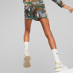 T7 Vacay Queen All Over Print Girls Shorts, Dusty Tan