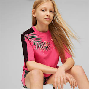 T7 Vacay Queen Graphic Girls Crop Top, Glowing Pink, extralarge-IND