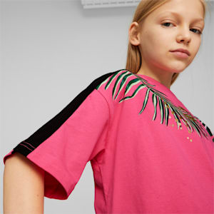 Playera gráfica T7 Vacay Queen para jóvenes, Glowing Pink