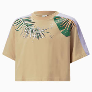 Playera gráfica T7 Vacay Queen para jóvenes, Dusty Tan