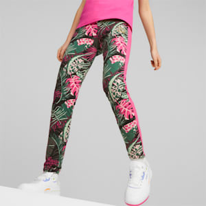 T7 Vacay Queen All Over Print Girl's Leggings, Glowing Pink, extralarge-IND