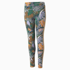 T7 Vacay Queen All Over Print Girls Leggings, Dusty Tan