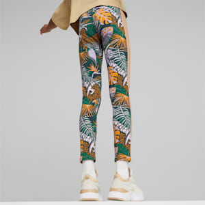 T7 Vacay Queen All Over Print Girls Leggings, Dusty Tan