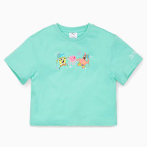 PUMA x SPONGEBOB Kids' Relaxed Fit T-Shirt, Mint, extralarge-IND