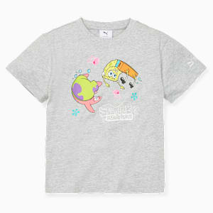 キッズ PUMA x スポンジ・ボブ 半袖 Tシャツ 104-164cm, Light Gray Heather