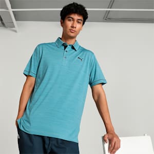 Cloudspun Haystack Golf Men's Polo Shirt, Bold Blue Heather-PUMA Black Heather, extralarge-IND
