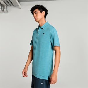 Cloudspun Haystack Golf Men's Polo Shirt, Bold Blue Heather-PUMA Black Heather, extralarge-IND