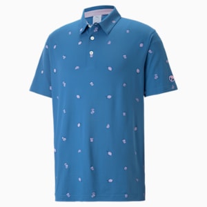 PUMA x Arnold Palmer CLOUDSPUN Citrus Golf Polo Shirt Men, Lake Blue-Pale Pink