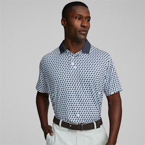 Mattr Love/H8 Golf Polo Shirt Men, Bright White-Navy Blazer