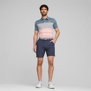Mattr Track Golf Polo Shirt Men, Evening Sky-Flamingo Pink Heather