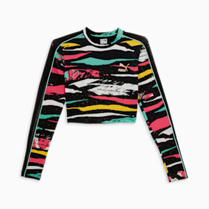 WAL Mas Camp T7 Women's Cropped Top, PUMA Black-AOP, extralarge
