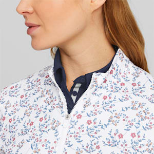 Floral Cloudspun Quarter-Zip Golf Pullover Women, Bright White-Loveable, extralarge-GBR