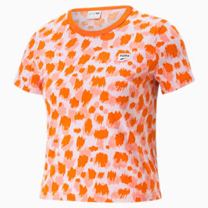 Playera para mujer DOWNTOWN Slim, Cayenne Pepper-AOP, extralarge