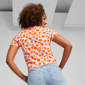 Playera para mujer DOWNTOWN Slim, Cayenne Pepper-AOP, extralarge