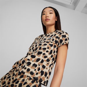 Camiseta de corte ceñido Downtown para mujer, Granola-AOP