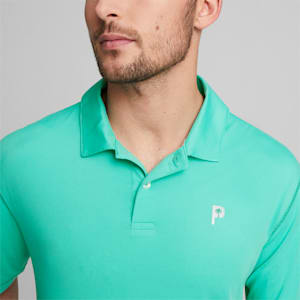 メンズ ゴルフ PUMA x PTC ポロシャツ, AQUA GREEN