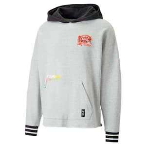 メンズ バスケットボール BOROUGHS フーディー, Light Gray Heather-PUMA Black, extralarge-JPN