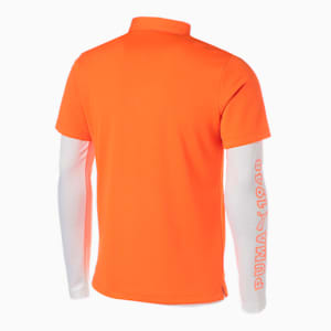 メンズ ゴルフ インナー付 ポロシャツ, Vibrant Orange-Bright White