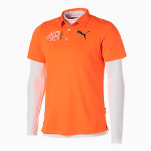 メンズ ゴルフ インナー付 ポロシャツ, Vibrant Orange-Bright White