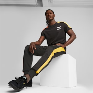 Iconic T7 Men's Track Pants, PUMA Black-Hot Heat, extralarge