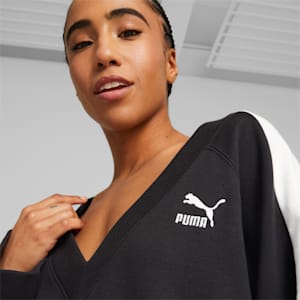 ウィメンズ T7 トレンド 7ETTER Vネック スウェットシャツ, PUMA Black, extralarge-JPN