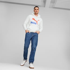 Sudadera con capucha clásica con logo para hombre, PUMA White-Royal Sapphire, extragrande