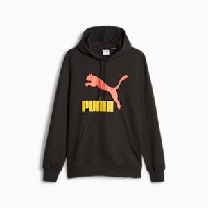 Classics Logo Men's Hoodie, PUMA Black-Hot Heat, extralarge-IND