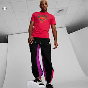 Pantalones deportivos Ski Club con colores combinados para hombre, Cotton Black