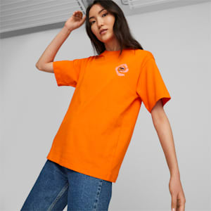 DOWNTOWN Relaxed Graphic Women's T-Shirt, Cayenne Pepper