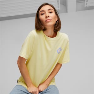 Camiseta estampada Downtown Relaxed para mujer, Light Straw, extralarge