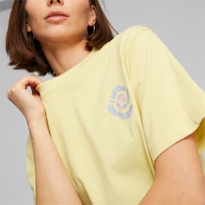 Camiseta estampada Downtown Relaxed para mujer, Light Straw, extralarge