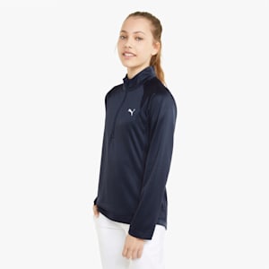 Quarter Zip Girls' Golf Pullover, Navy Blazer