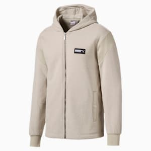 Fusion Fleece Hooded Men's Sweat Jacket, Overcast