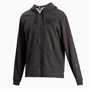 Rebel Bold Full Zip Men's Hoodie, Dark Gray Heather