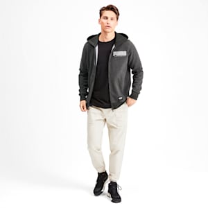 Athletics Fleece Zip-Up Men's Hoodie, Dark Gray Heather