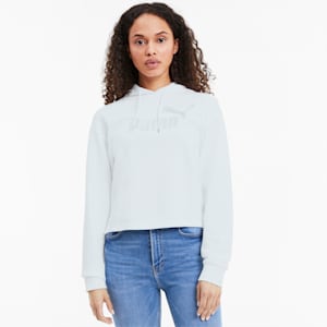 Essentials+ Metallic Women's Hoodie, Puma White-Silver