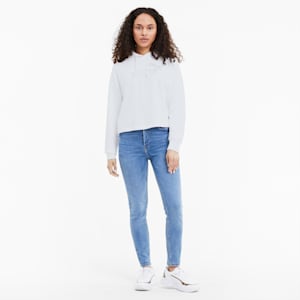 Essentials+ Metallic Women's Hoodie, Puma White-Silver
