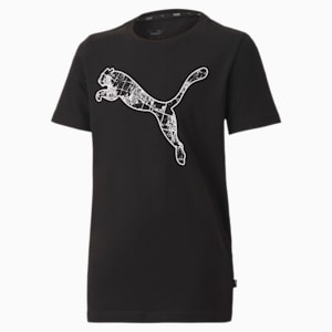 Graphic Kid's T-Shirt, Puma Black-cat