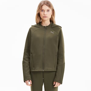 Evostripe Full Zip dryCELL Regular Fit Women's Hoodie, Forest Night
