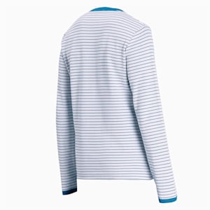 Striped Long Sleeves Men's T-Shirt, Digi-blue-Puma White