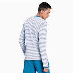 Striped Long Sleeves Men's T-Shirt, Digi-blue-Puma White