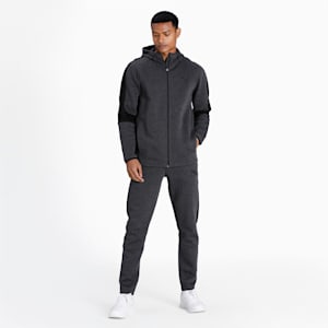 Evostripe Core Full-Zip Slim Fit Men's Hoodie, Dark Gray Heather, extralarge-IND