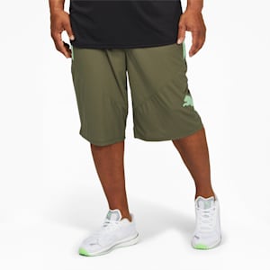 PUMA Cat Men's Training Shorts BT, Fizzy Lime-Dark Green Moss, extralarge