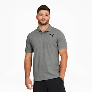 Camiseta tipo polo de piqué Essentials para hombre, Medium Gray Heather-Cat, extralarge