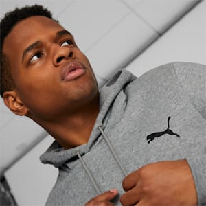Essentials Small Logo Men's Hoodie, Medium Gray Heather-Cat