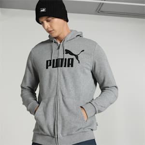 Big Logo Full-Zip Regular Fit Men's Hoodie, Medium Gray Heather, extralarge-IND