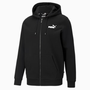 Small Logo Full-Zip Regular Fit Men's Hoodie, Puma Black, extralarge-IND