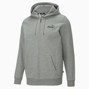 Essentials Small Logo Full-Zip Regular Fit Men's Hoodie, Medium Gray Heather, extralarge-IND