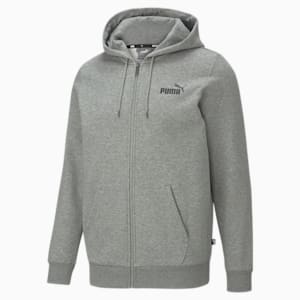 Small Logo Full-Zip Regular Fit Men's Hoodie, Medium Gray Heather, extralarge-IND